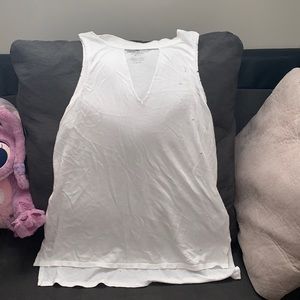 Distressed White Tank Top